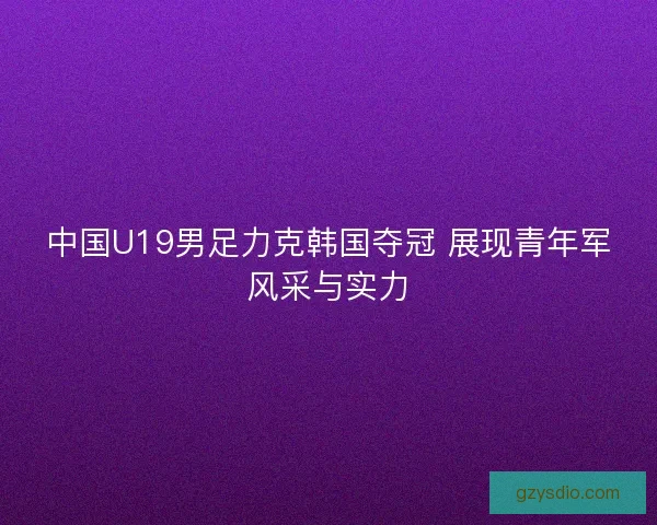 中国U19男足力克韩国夺冠 展现青年军风采与实力